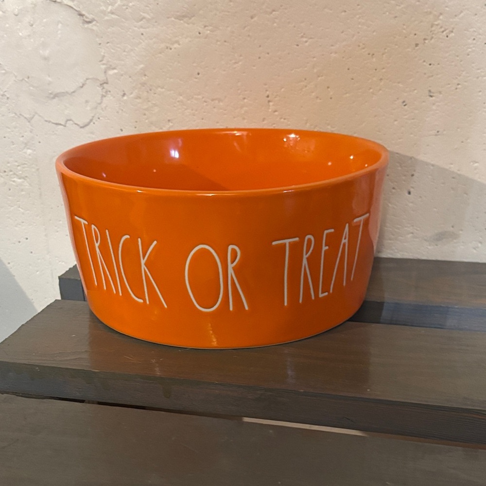 Rae Dunn Orange Trick or Treat Pet Bowl Large